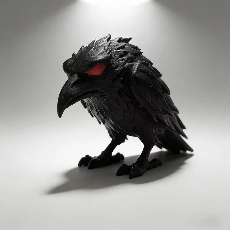 3D Printed Gothic Raven Statue for Halloween Weird Dark Art Crow Figurine Indoor Home Tabletop Desktop Aesthetic Decor Ornament Oasis Select