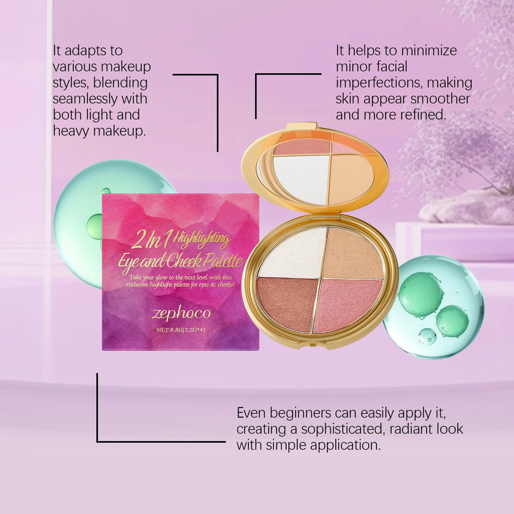Eelhope 3-in-1 Face Palette – Highlighter, Eyeshadow & Blush Face Makeup Palette Oasis Select