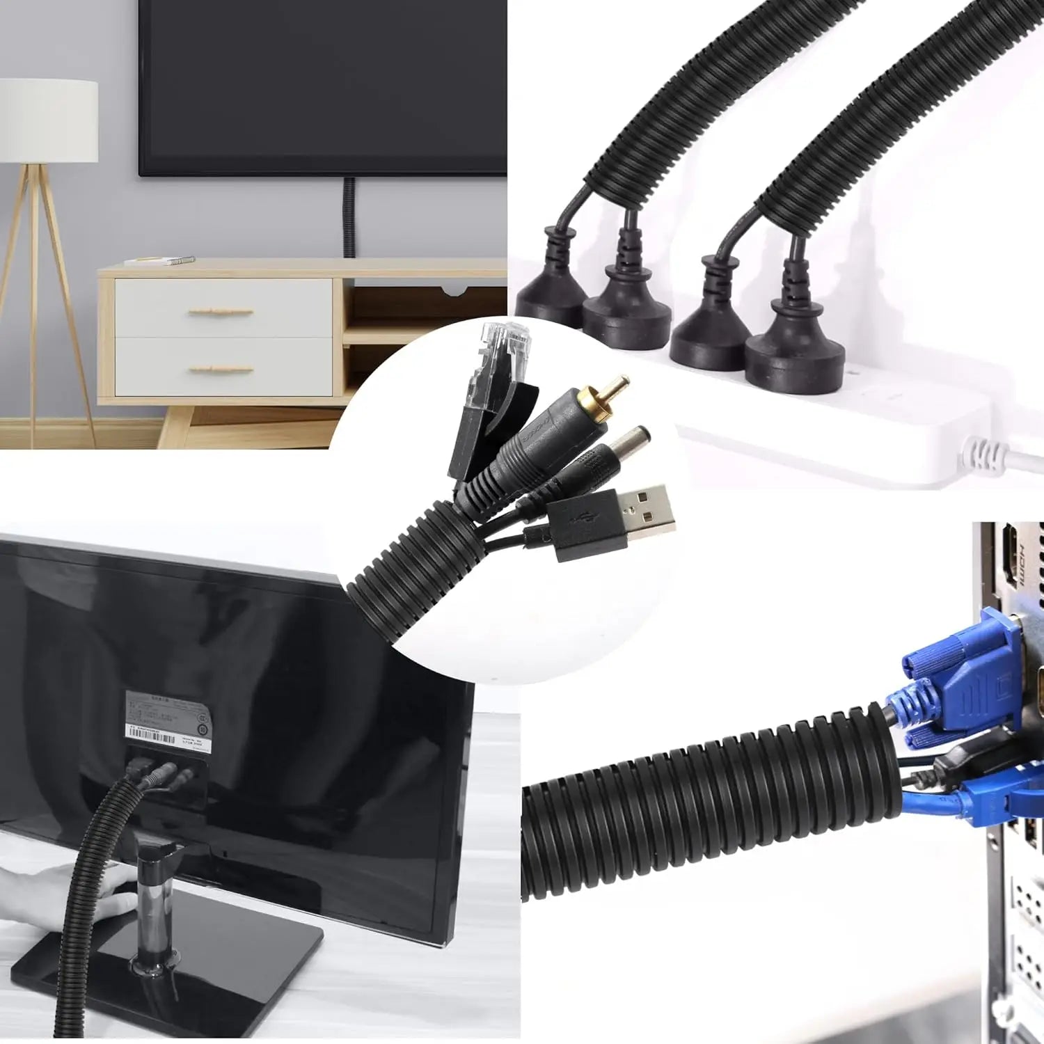 1- 1/4 inch Flame Retardant Split Wire Loom Tubing with Installation Tool - Flexible Wire Covers Cord Protectors Oasis Select