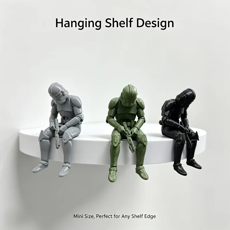 Mini Cool Sitting Soldier Figurine Desktop Hanging Shelf Edge Decor Resin Desk Ornaments for Home Office Bar Quirky Gift for Men Oasis Select