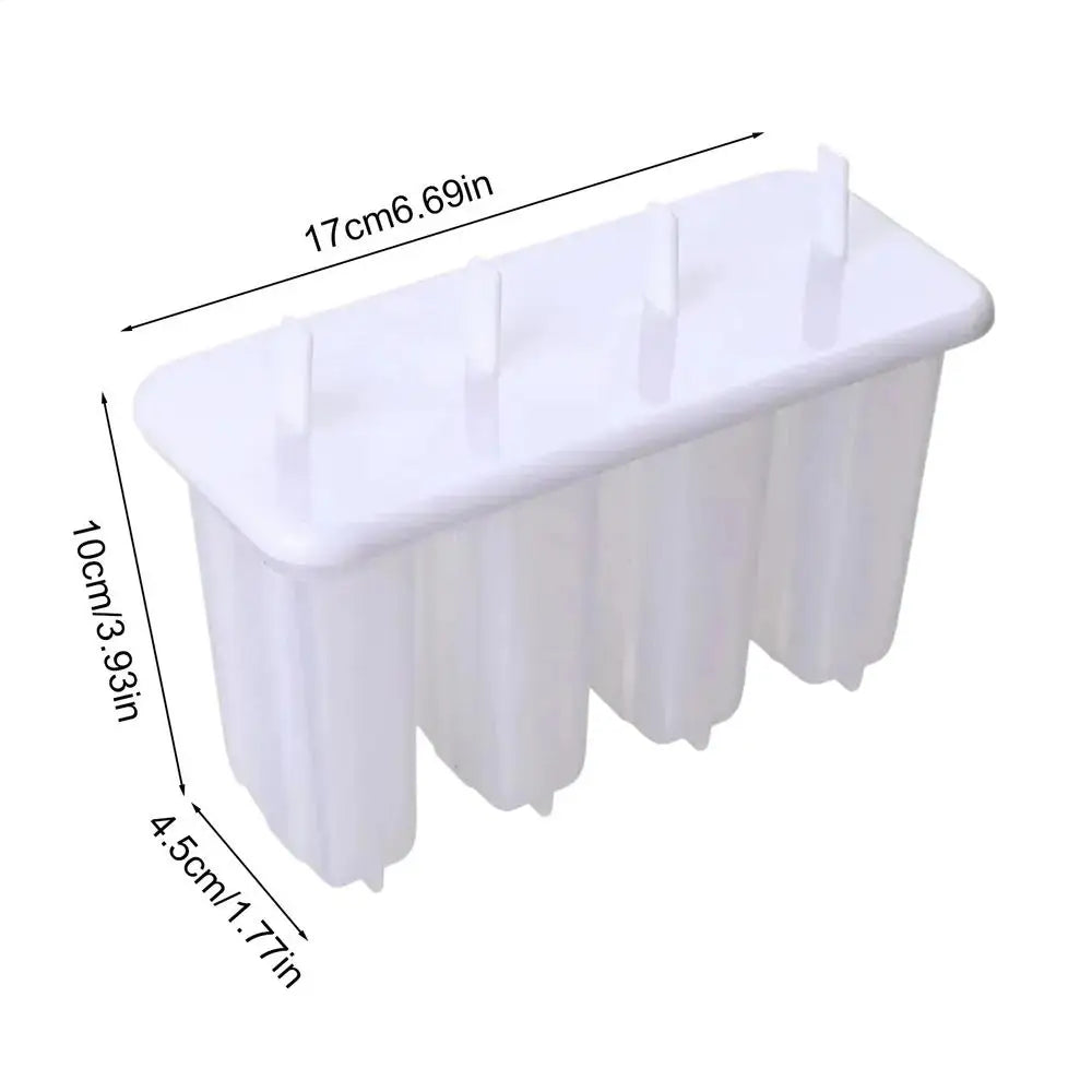 4-Cavity Popsicles Mold With Lid Home Made Homemade Mung Bean Popsicles Homemade Ice Cream Cubes Tray DIY Ice Cream Molds Oasis Select L