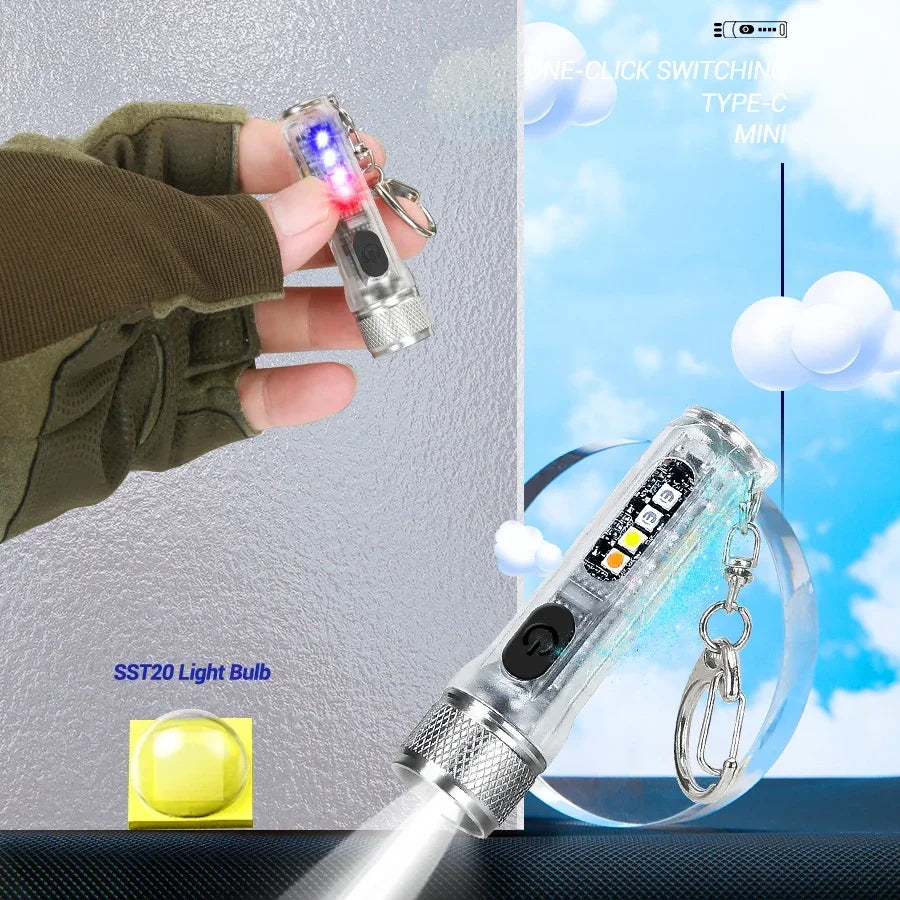 ESMARTER Mini LED Keychain Flashlight | USB-C Rechargeable Torch