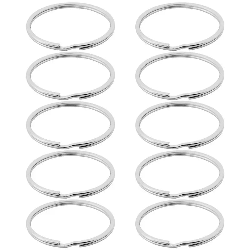 LIKE WISH 10X Quality 50Mm Keyring Split Ring Set Heavy Duty Large Nickel Key Loop Sprung Hoop Oasis Select