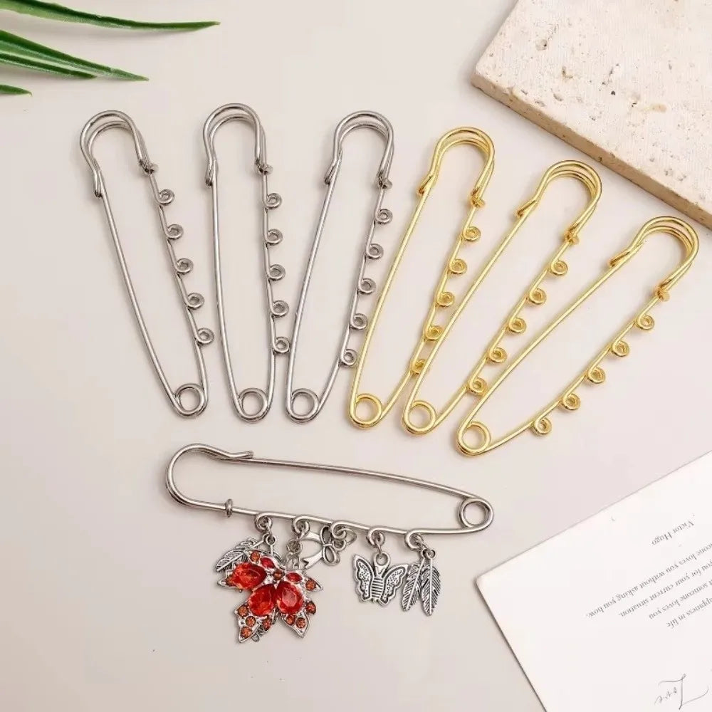 Silver Safety Brooch Pins Multi Holes Connectors DIY Charms Brooch With Holes Findings Accessories Shawl Adjuster Oasis Select