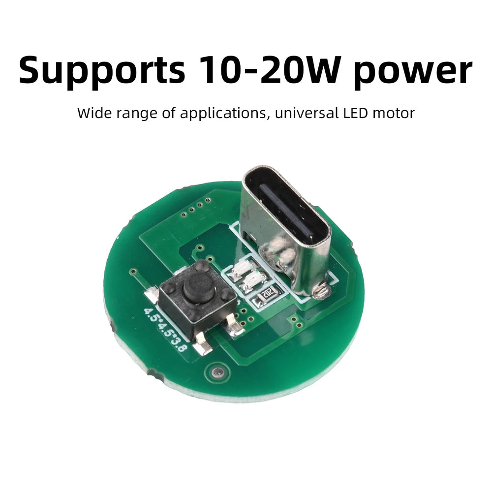 1/5PCS Strong Flashlight Driver Board 10-20W Flashlight Driver Board Single-Speed Control Type-c Charging and Discharging Module Oasis Select