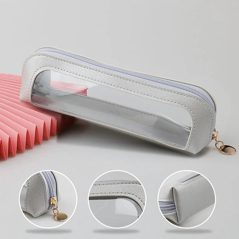 Transparent PVC Makeup Brush Storage Bag Portable Simplistic Large Capacity Eyebrow Pencil Eyeshadow Brush Bag with Window Oasis Select F