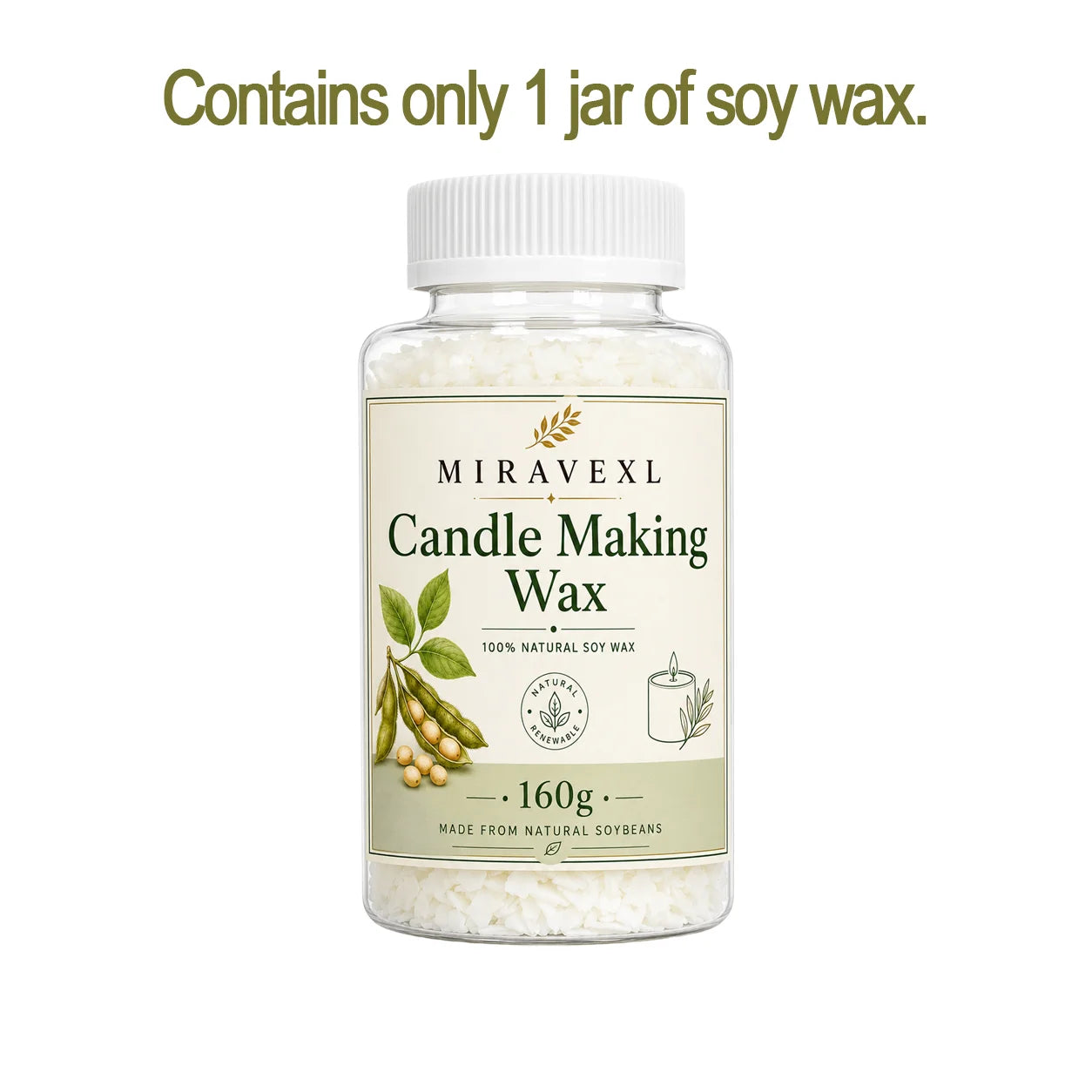 MIRAVEXL Soy Candle Wax 160g or Pearl Powder, DIY Wax Flakes and Shimmer Pigment for Candle Making, Wax Melts Home Crafts Supply Oasis Select 1 bottle