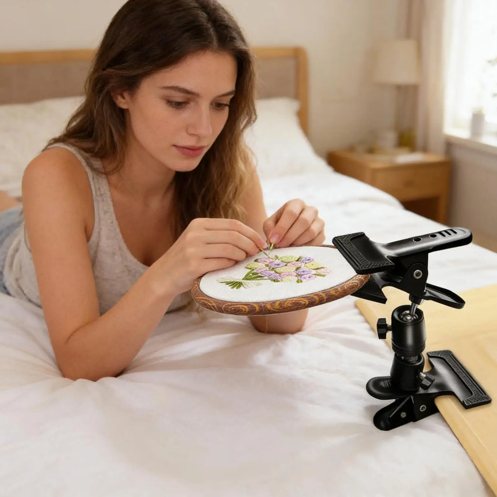 Heavy Duty Adjustable Portable Clamps Embroidery Holder Embroidery Hoop Holder Lap Stand for Sewing Needlework Craft Beginners Oasis Select