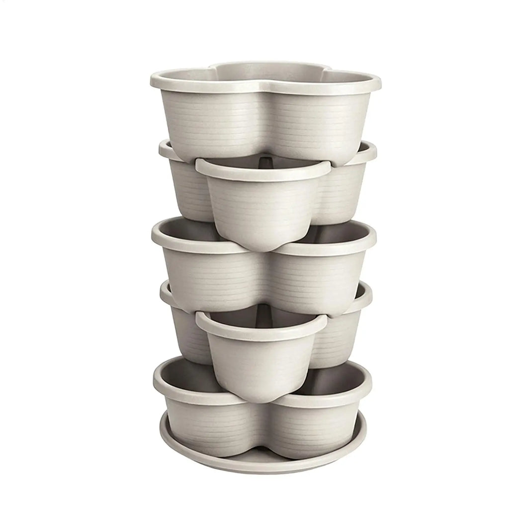 Stackable Plastic Flower Pot Multi-layer Garden Planter Tower Plant Vase Holder Nursery Pots Home Garden Balcony Decoration Oasis Select