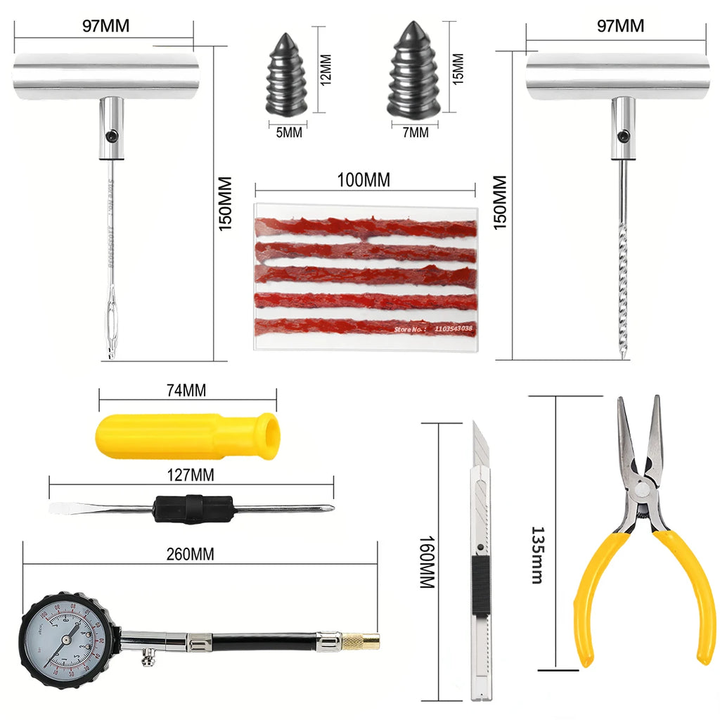 Tyre Repair Kit Puncture Plug Set Auto Bike Tire Repair Car Tire Change Tools Motorcycle Car Accessories 46/94pcs Studding Set Oasis Select
