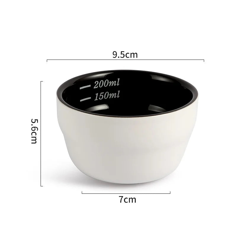 200ml Coffee Cup Thickened Ceramic Measuring Bowl Heat Resistant U Cupping Cup with Spoon Espresso Measuring Cup with Scale Oasis Select