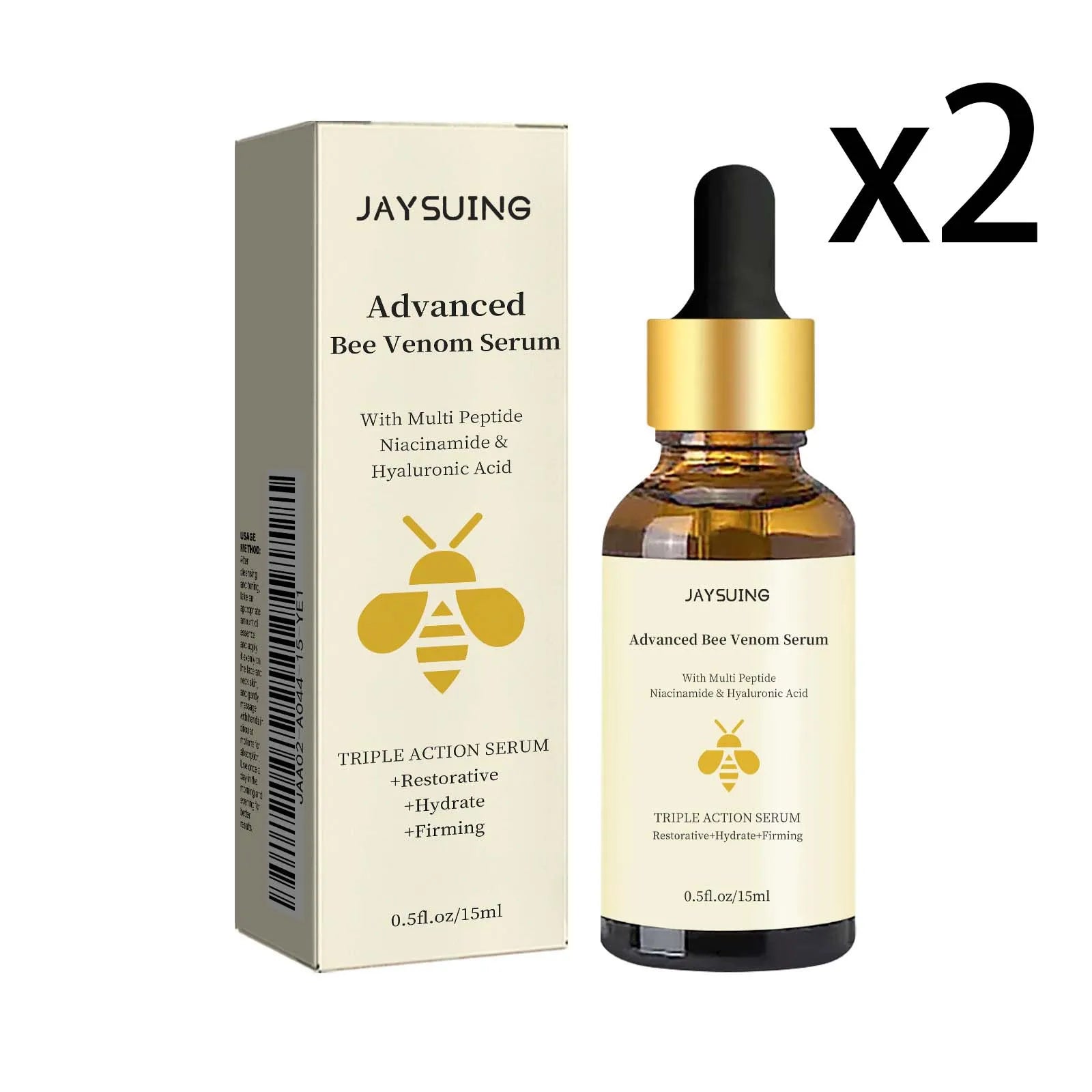 Bee Venom Face Essence Long Lasting Moisturizing Compact Brighten Skin Improve Dullness Reduce Fine Lines Hyaluronic Acid Serum Oasis Select 2x15ml 15ml