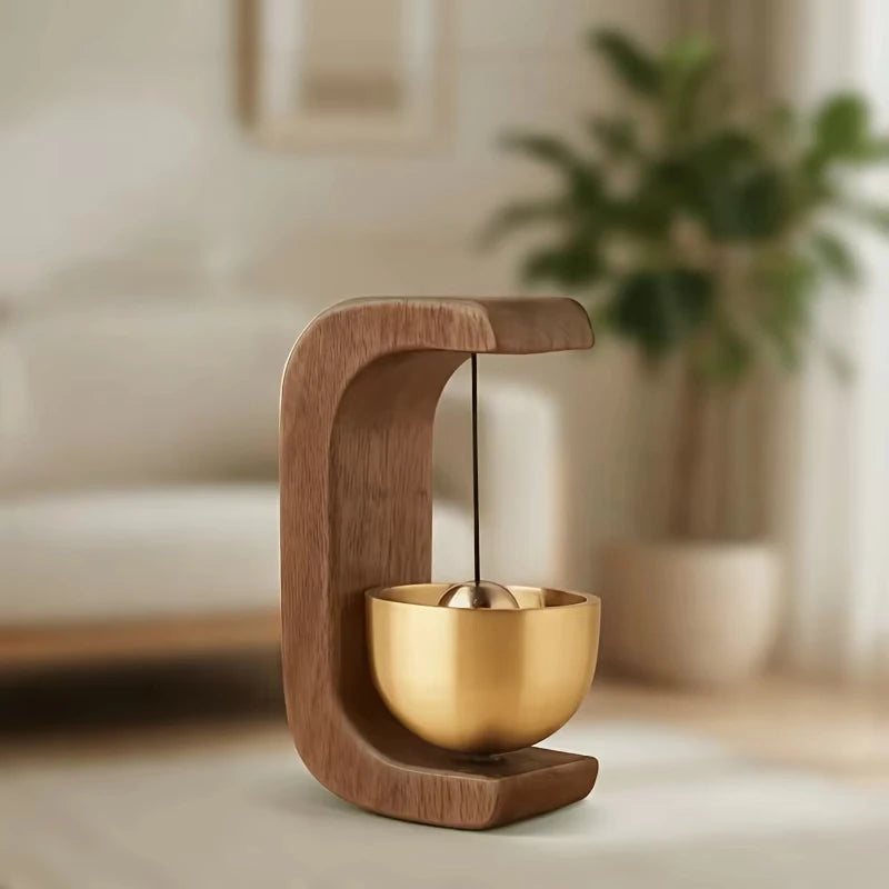 2026 New Arrival！Dopamine Home Wind-Bell Magnetic Inhalation Beech Wood Copper Bell Walnut Ornament Reminder Decorative Bell Oasis Select