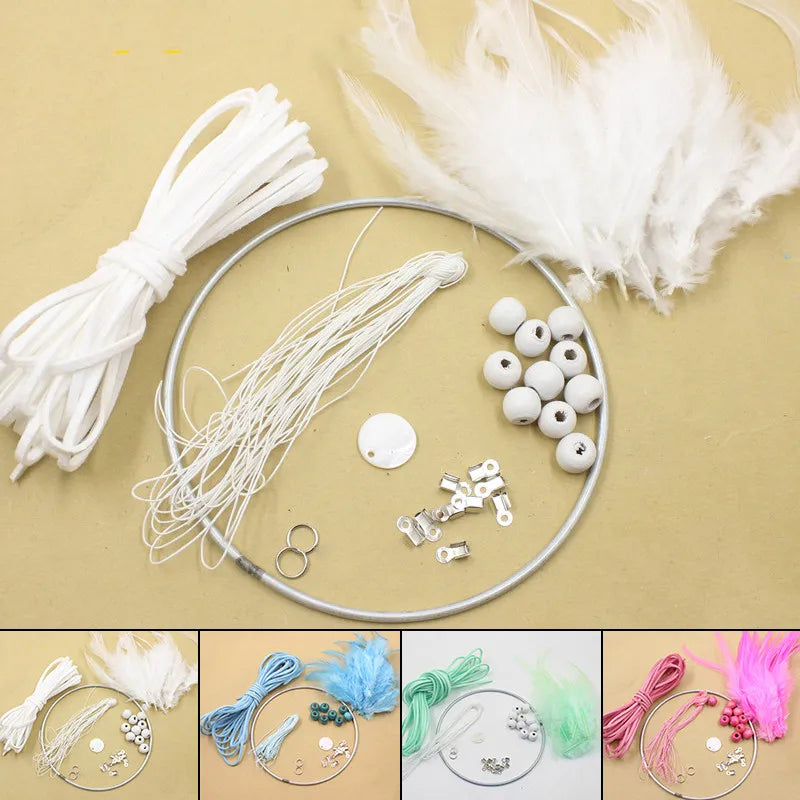 Art DIY Dream Catcher Kit Accessory Blue Decoration Wall Ornament Home Decor 4 Colors Fun Fashion Crochet Hanging Oasis Select