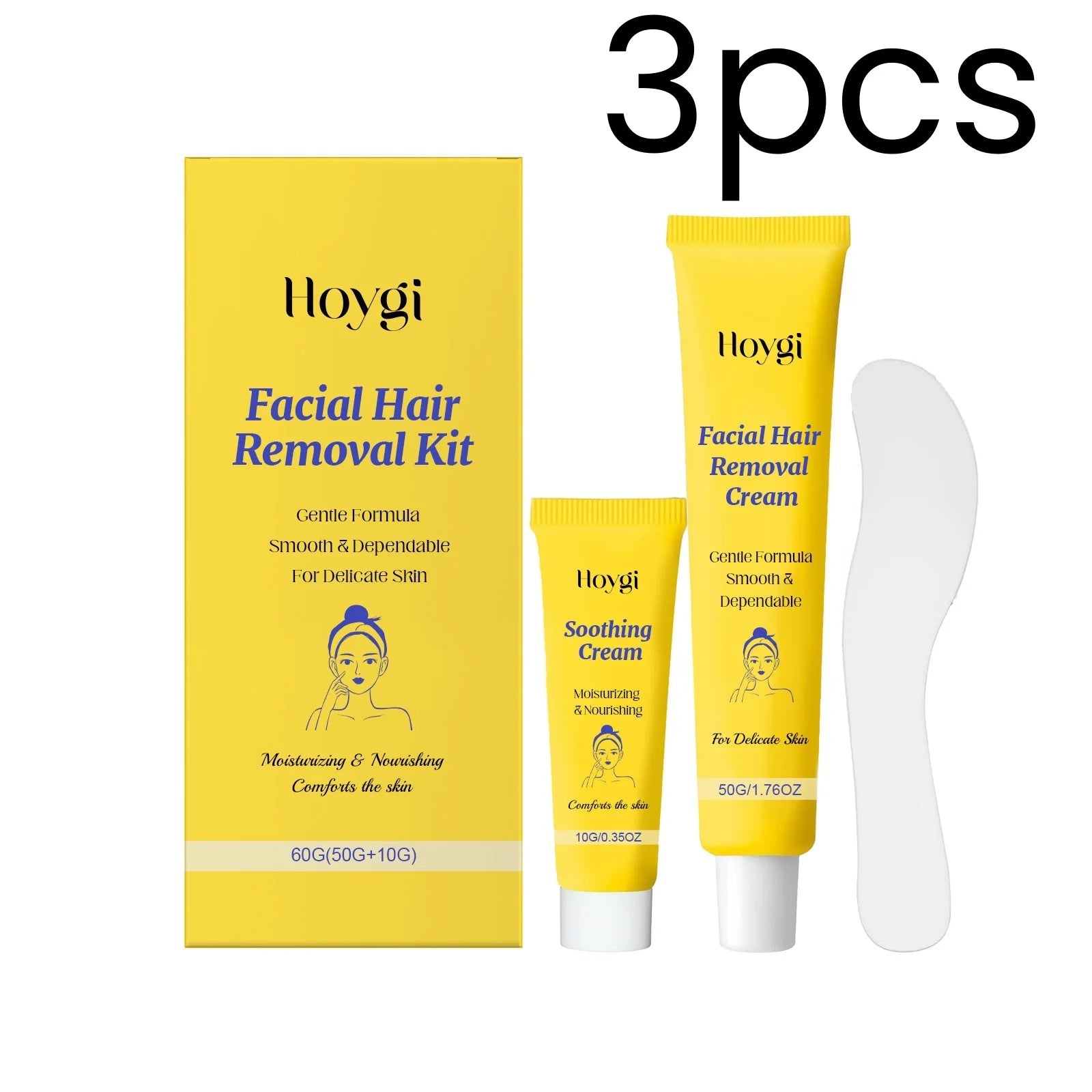 Hoygi Facial Hair Removal Cream – Natural & Painless 60g Hair Removal Cream Oasis Select 3pcs