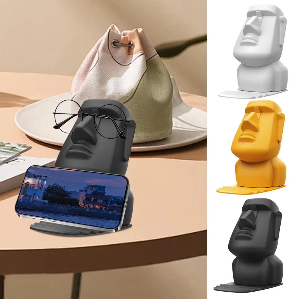 Funny Eyeglass Holder Easter Island Sculpture Sunglass Holder Home Table Ornament Sculpture Multifunctional Mobile Phone Cradle Oasis Select