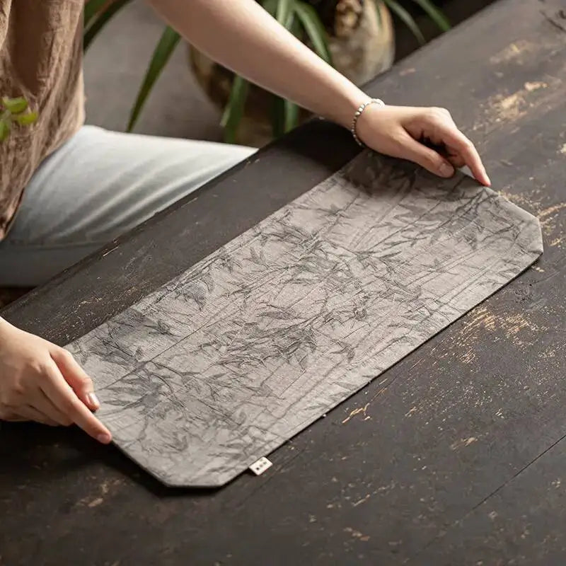Washable Zen Double-sided Tea Table Dry Bubble Mat Tea Ceremony Accessories Brocade Chinese Style Tea Mat Square Table Pad Oasis Select