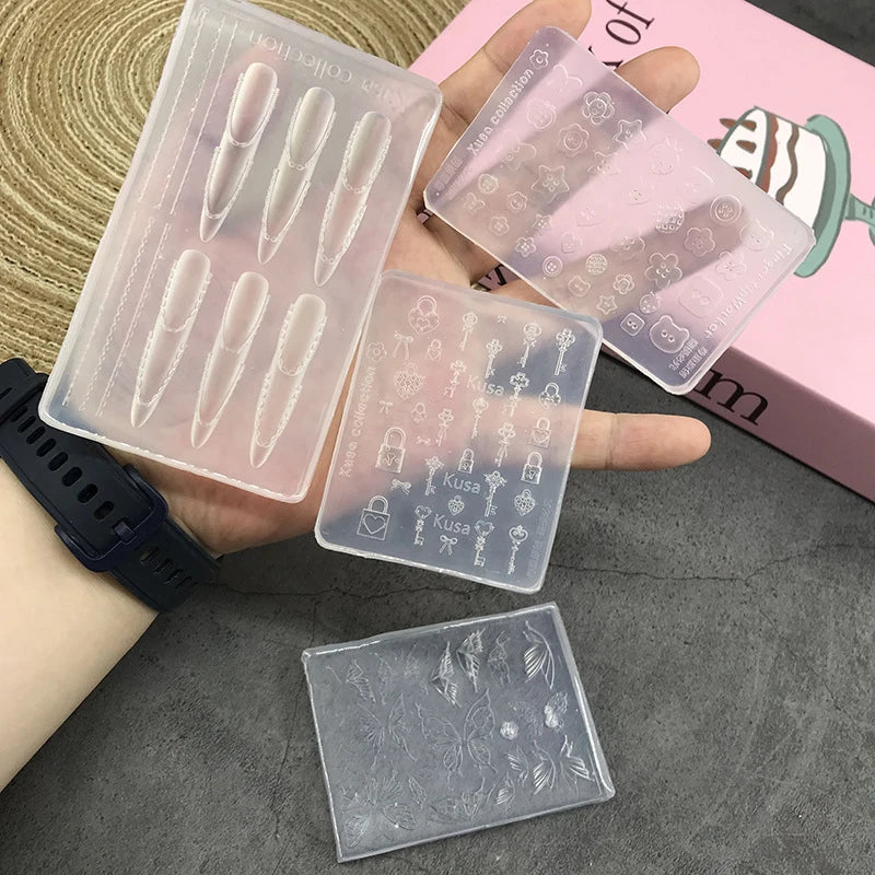 Butterfly Button Key Lock Silicone Nail Mold Decorations Accessories Nail Stamping DIY Manicure Art Tool Oasis Select