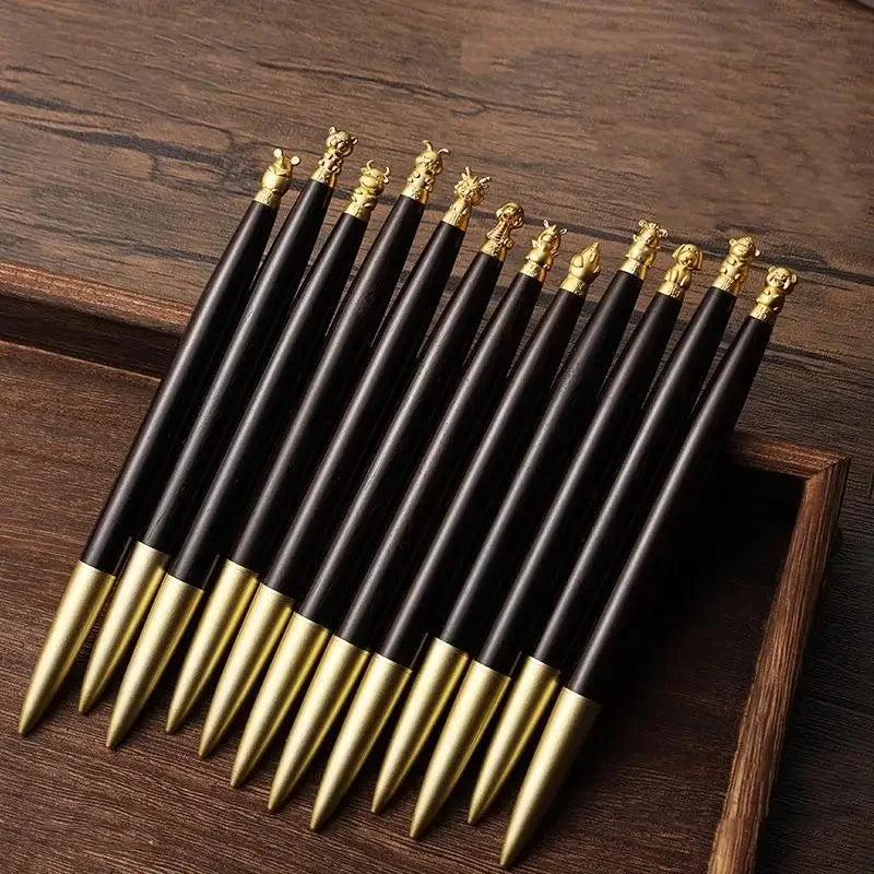 Zodiac Wooden Retractable Roller Ball Pens Smooth Writing Signature Executive Business Ball Point Vintage Gift Pen Oasis Select