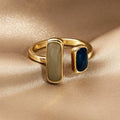 Fashion Retro Gold Double Oil Drop Women's Open Ring Geometric Gold Metal Ring Wedding Jewelry Birthday Gift Oasis Select AJZ10067