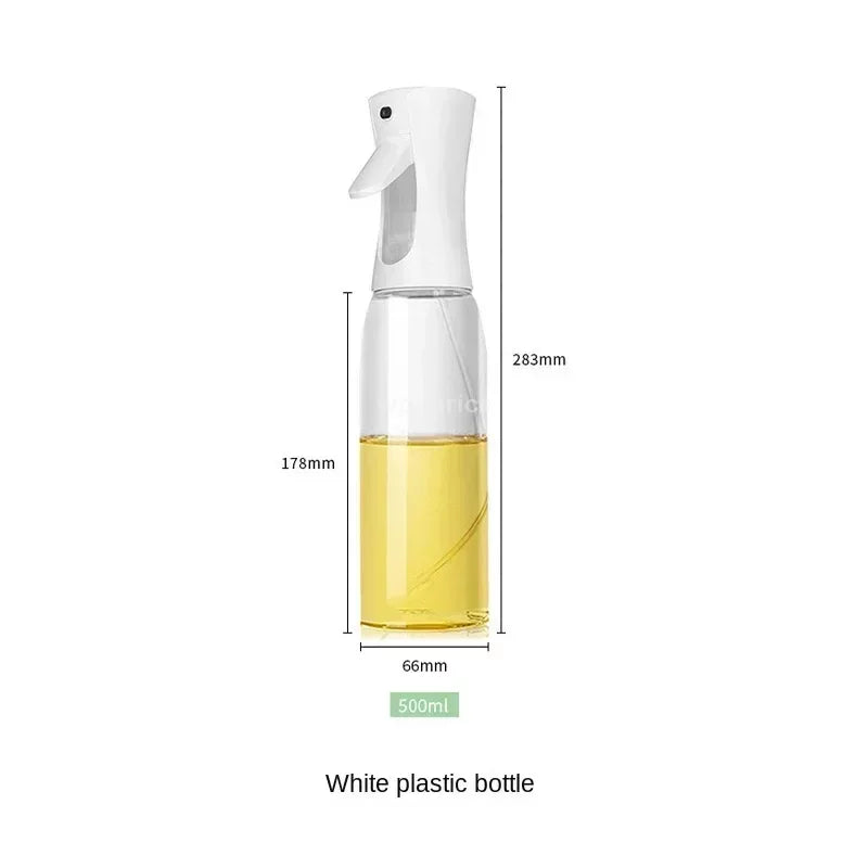 1PCS Black Transparent Kitchen Oil Bottle Cooking Oil Spray Olive Oil Bottle Fitness Barbecue Spray Oil Dispenser Household Oasis Select white 500ML