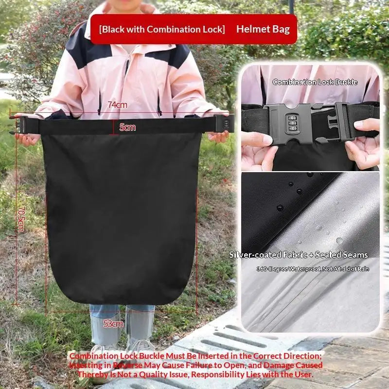 Portable Travel Motorcycle Waterproof Bag With Combination Lock Anti Theft Motorbike Helmet Storage Luggage Tool 1PC Oasis Select A2