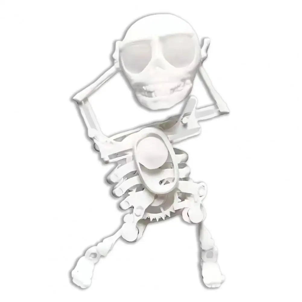 Funny Wind-up Dancing Skeleton Toy No Need Battery Kids Toddlers Desktop Mini 3D Print Shaking Skull Doll Spring Clockwork Toy Oasis Select White