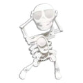 Funny Wind-up Dancing Skeleton Toy No Need Battery Kids Toddlers Desktop Mini 3D Print Shaking Skull Doll Spring Clockwork Toy Oasis Select White