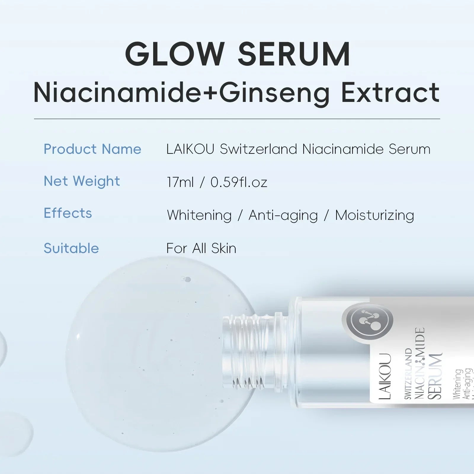 Laikou Nicotinamide Facial Essence Whitening Brightening Deep Moisturizing Facial Skin Essence Korean Skin Care Products 17ml Oasis Select