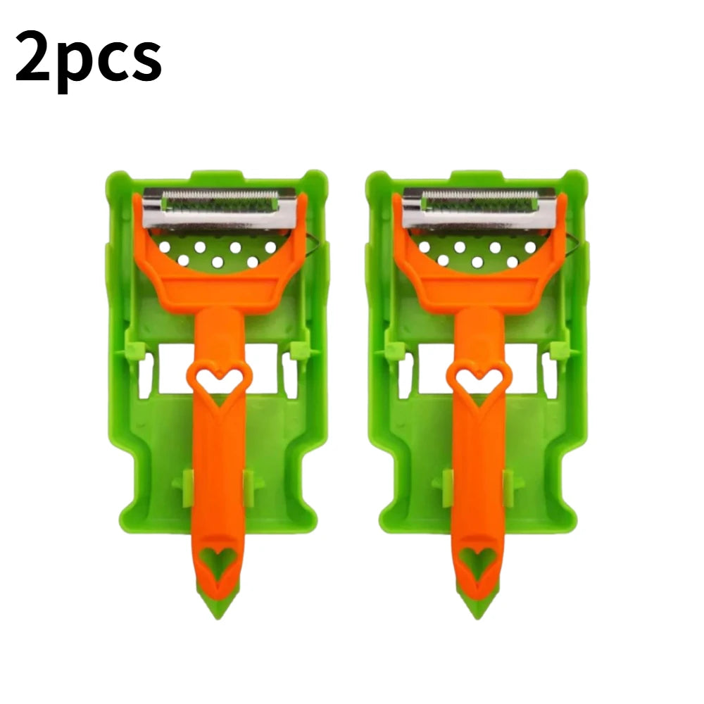 Multi Functional Fruit Vegetable Peeler 2-in-1 Fruit Slicer & Onion Chopper Tool Strips Steel Easy To Clean Kitchen Peeling Tool Oasis Select 2PCS