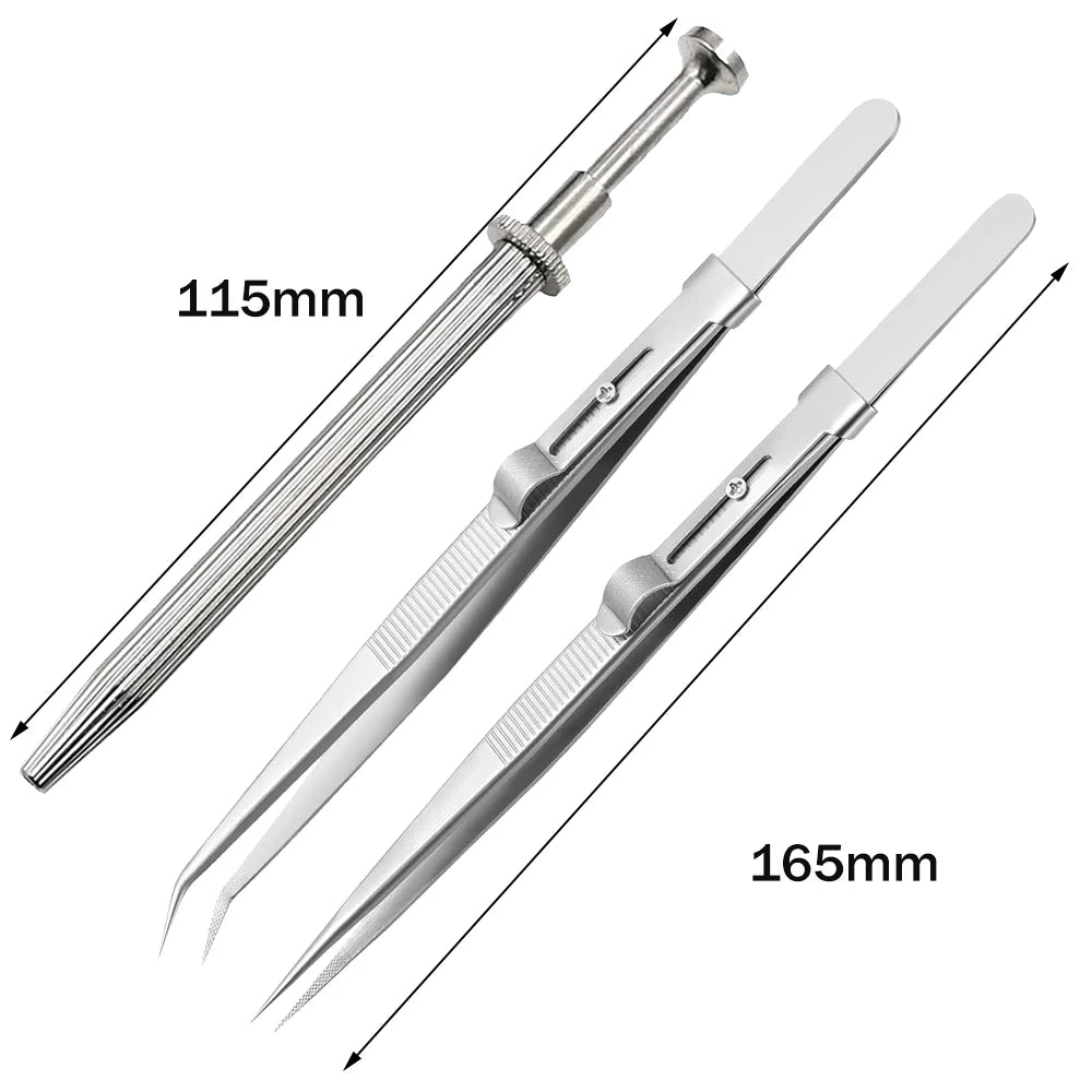 1/2/3Pcs Diamond Tweezers Gem Stone Jewelry Locking Diamond Claw Holder Beads Ball Grabber Pick up Tool Tongs for Making Oasis Select D
