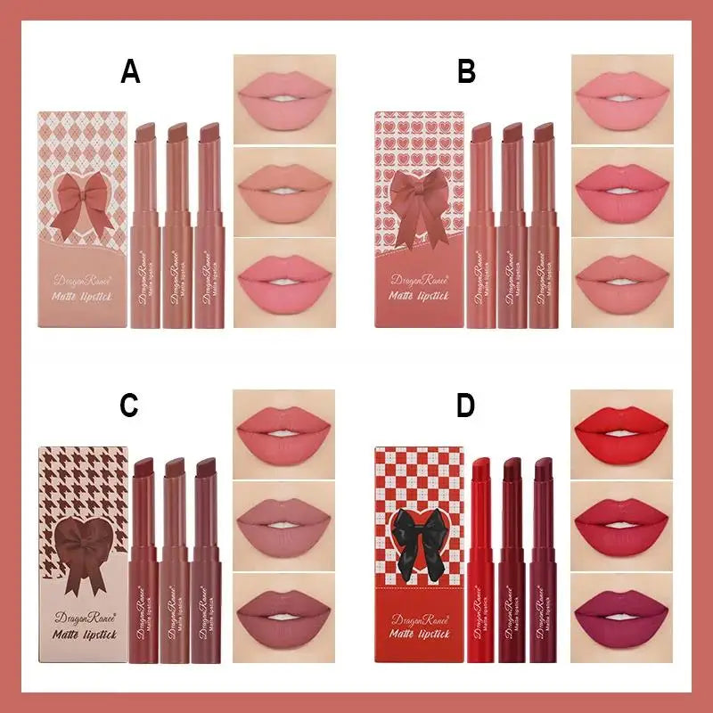Dragon Ranee Matte Nude Lipstick Pencil Set – 3pc Waterproof