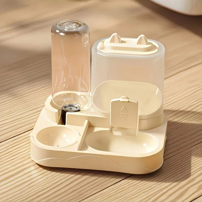 1pcs Transparent 2-in-1 Pet Food Water Bowl Dry Wet Separation Design Durable Plastic Feeder for Cats and Dogs Travel Oasis Select