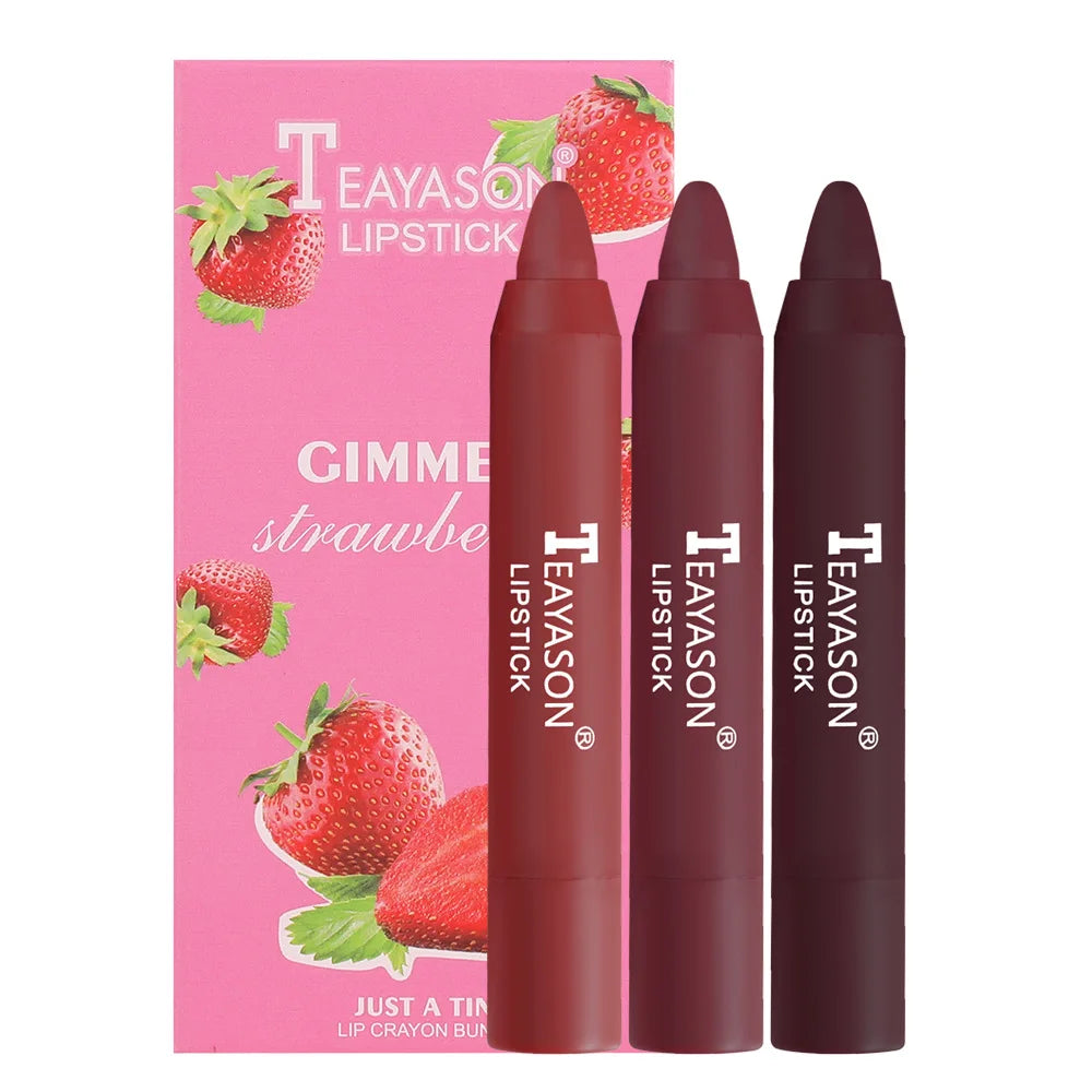TEAYASON Matte Lipstick Set 3-Piece Waterproof Velvet Nude & Red