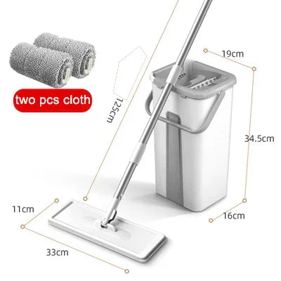 Flat Squeeze Mop with Bucket – 360° Rotating Microfiber Floor Mop & Bucket Set Oasis Select 2Cloth