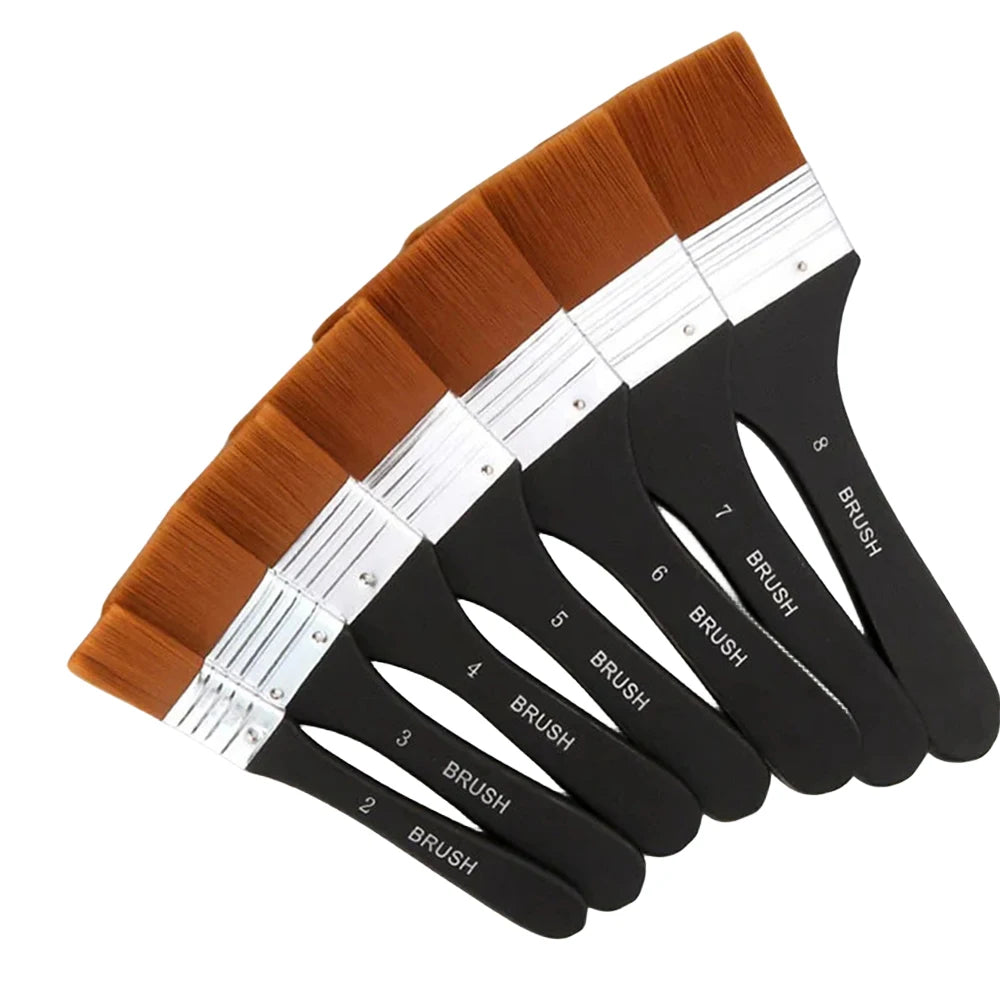 1/3/4/7Pcs Flat Paint Brushes for Acrylic Painting, Oil Art Paint Brushes Set, Craft Paint Brushes for Applying Gesso, Acrylic P Oasis Select 7pcs Black Flat Wide