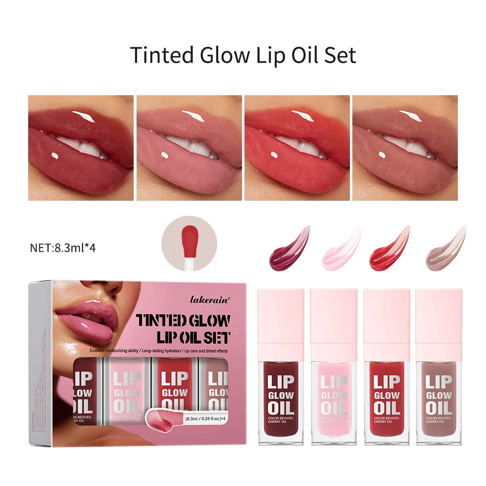 Lip Glow Oil Jelly Lip Gloss Set Long Lasting Permanent Lipstick Woman Tint for Lips Stick Free Shipping Lipgloss Glosses Stain Oasis Select 1set