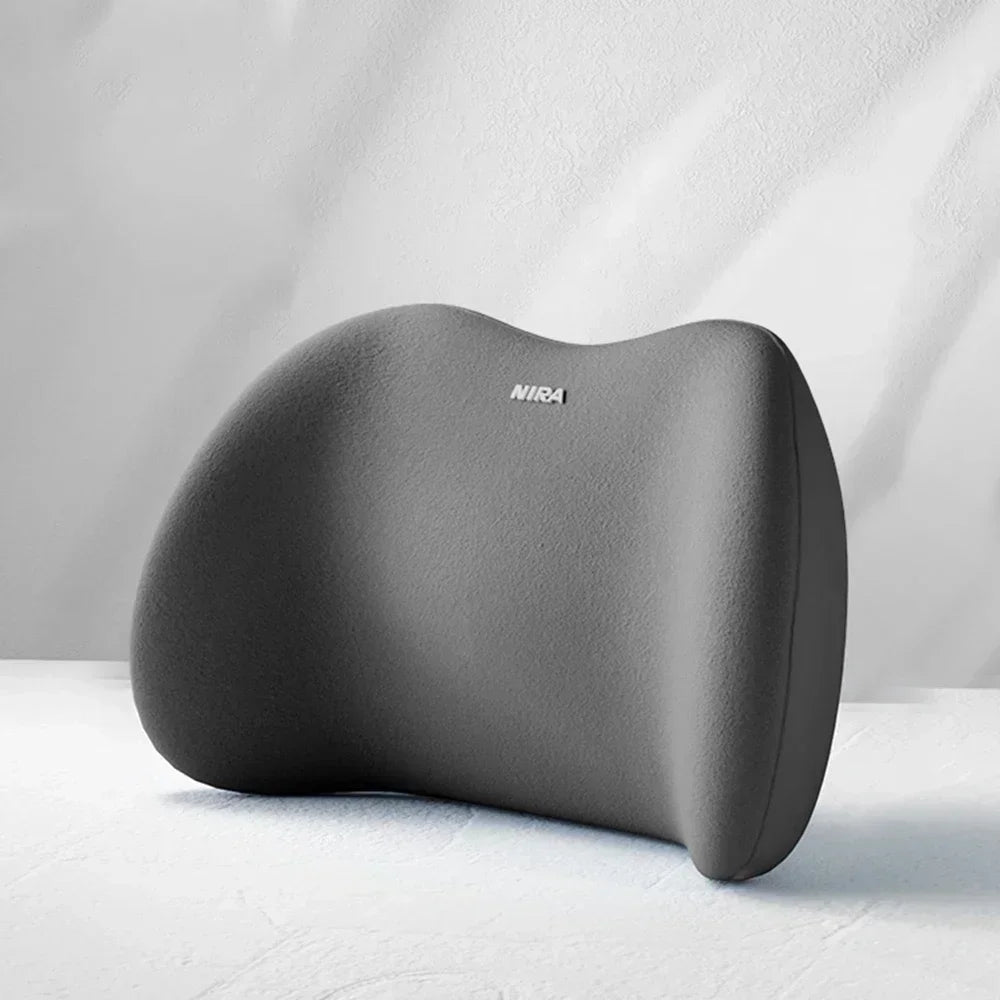 Cervical Support Pillow Universal Car Headrest Lumbar Memory Foam Backrest Pillow Office Car Interior Accessories Comfort Oasis Select Grey Waist