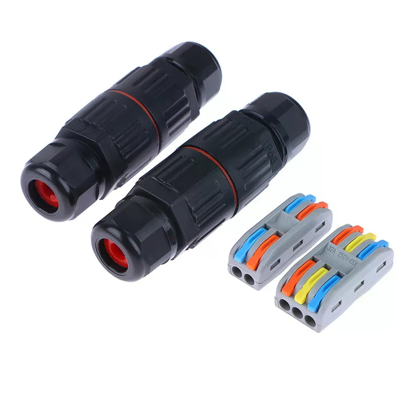 1PC IP68 Waterproof Electrical Connector 2/3 Pin Straight Quick Push-In Terminal Block Wire Cable Conductor Plug Oasis Select