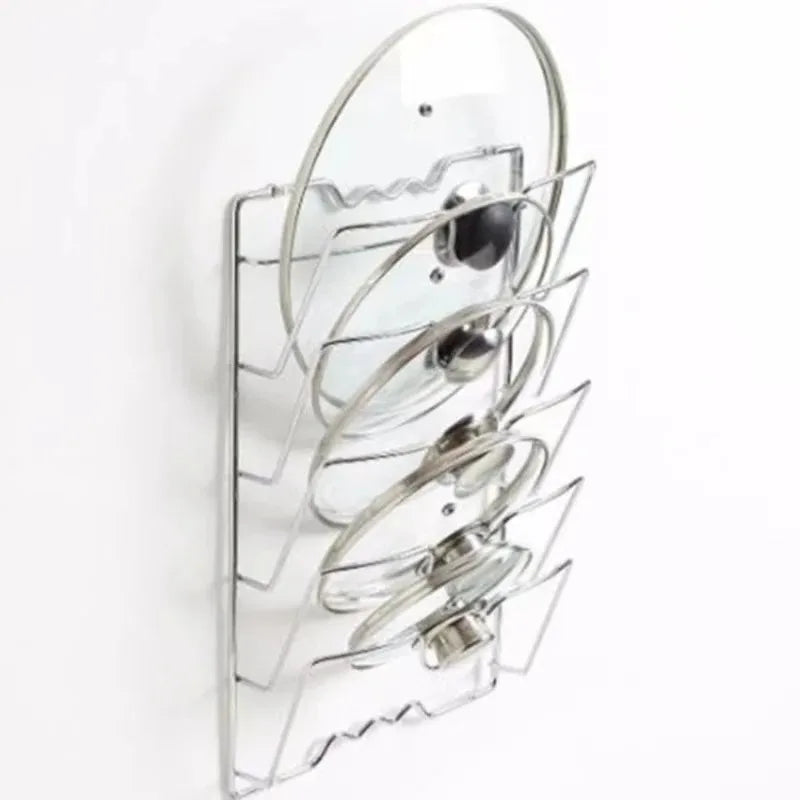 5-Layer Wall-Mount Stainless Steel Pot Lid & Kitchen Rack Kitchen Organizer Rack Oasis Select