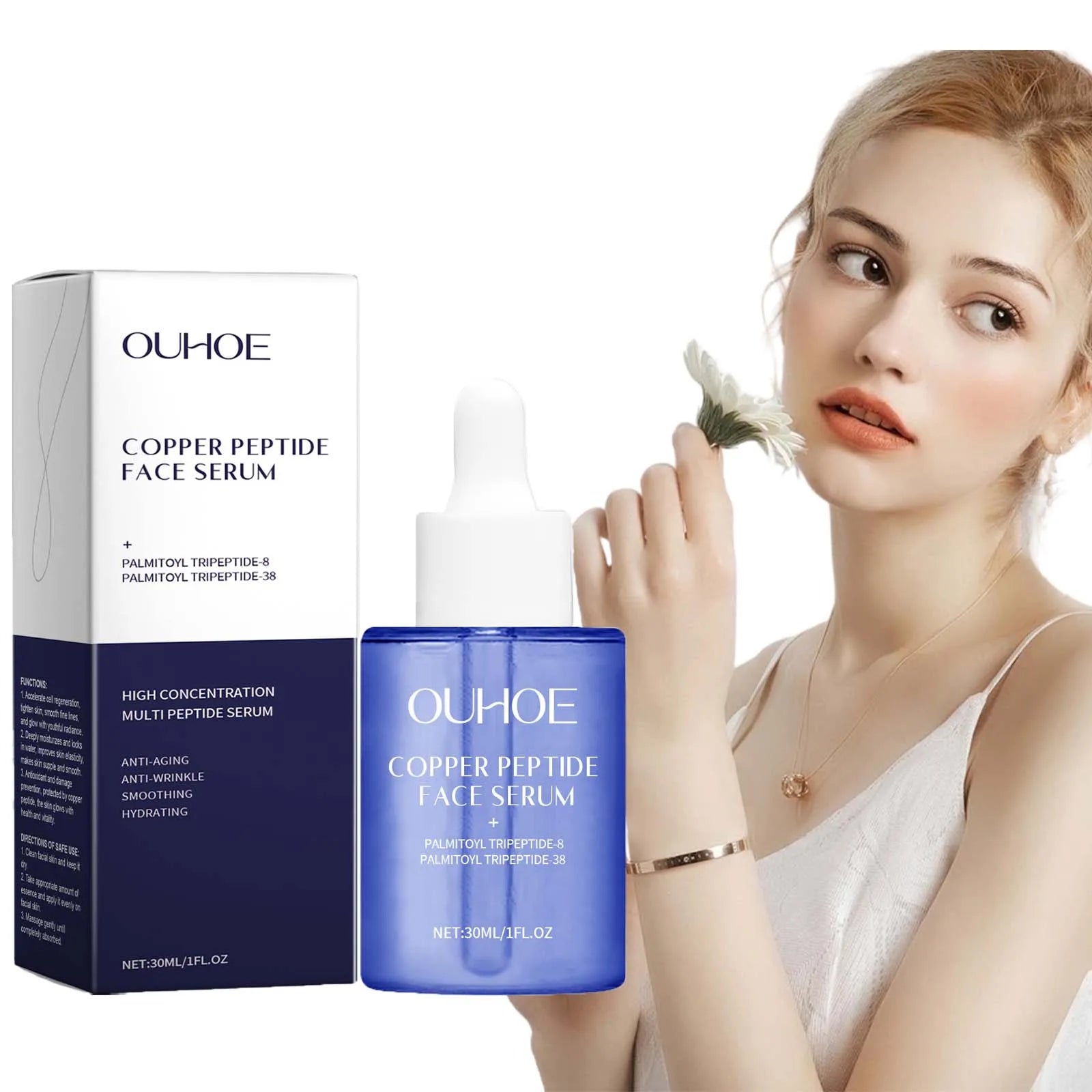 Copper Peptide Facial Serum Firming Skin Lighten Fine Lines Hydrating Moisturizing Smooth Facial Skin Brightening Care Serum Oasis Select