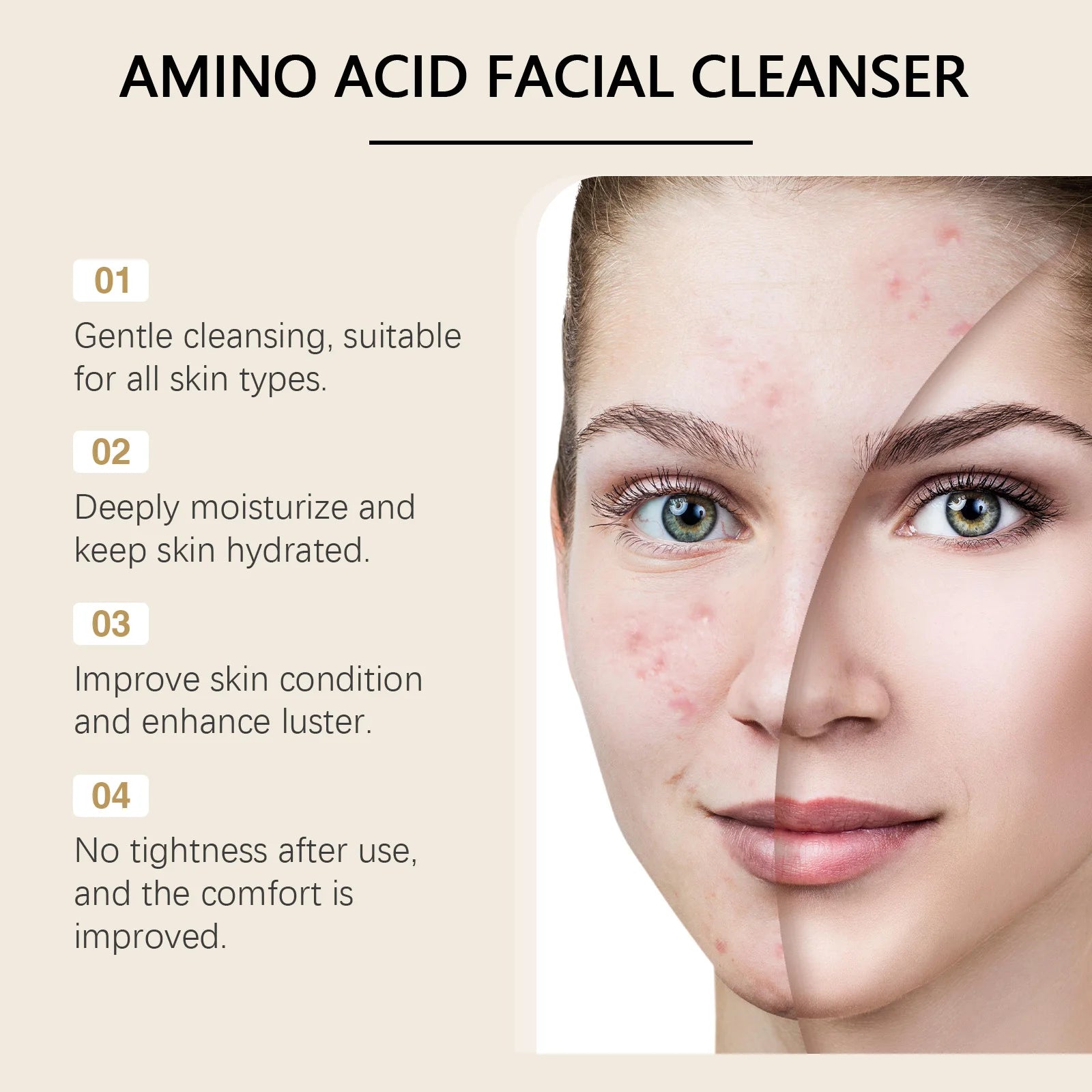 Amino Acid Facial Cleanser – Pore Purifying & Oil Control 100g Amino Acid Cleanser Oasis Select