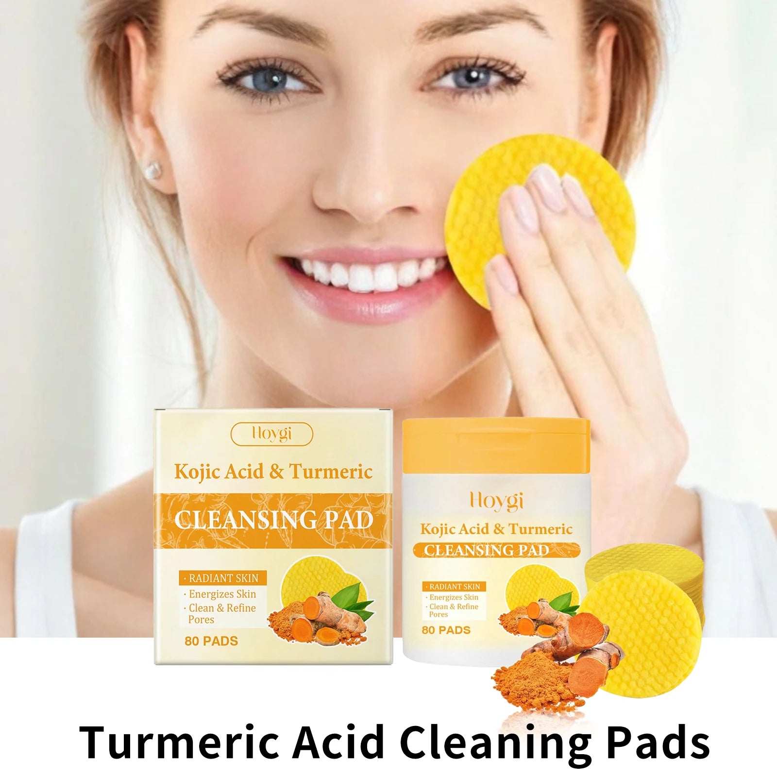Turmeric Kojic Acid Exfoliating Cleansing Pads – 80 Pcs Exfoliating Cleansing Pads Oasis Select