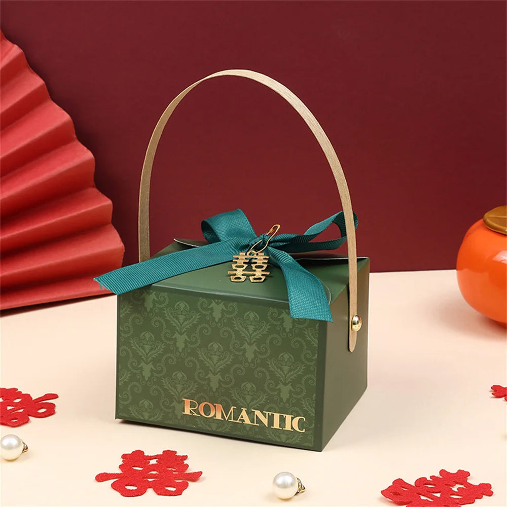 New Candy Box Champagne Gift Bags Birthday Baby Shower Favors Handheld Chocolate Gift Packing Box Decoration for Guests Oasis Select Green 3 Other