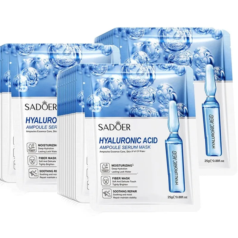 Sadoer 24K Gold Vitamin C & Hyaluronic Acid Face Mask 10-Pc Facial Sheet Mask Oasis Select Hyaluronic
