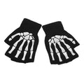 1-4pair Gloves Unisex Halloween Skeleton Skull Half Finger Gloves Glow In The Dark Fingerless Stretch Knitted Winter Mittens Oasis Select 1pair A