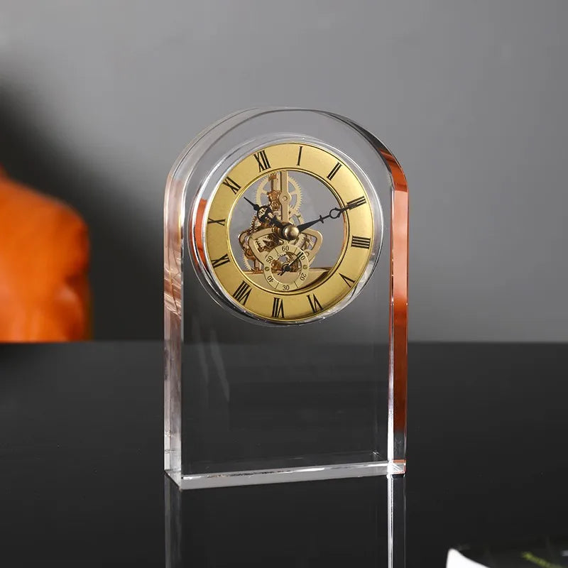 Modern Minimalist Glass Clock Living Room Creative High-end Pendulum Clock Mechanical Placement of Ornaments Oasis Select B