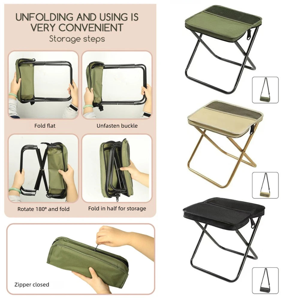 Portable Folding Camping Stool with Carry Bag | 265 lb