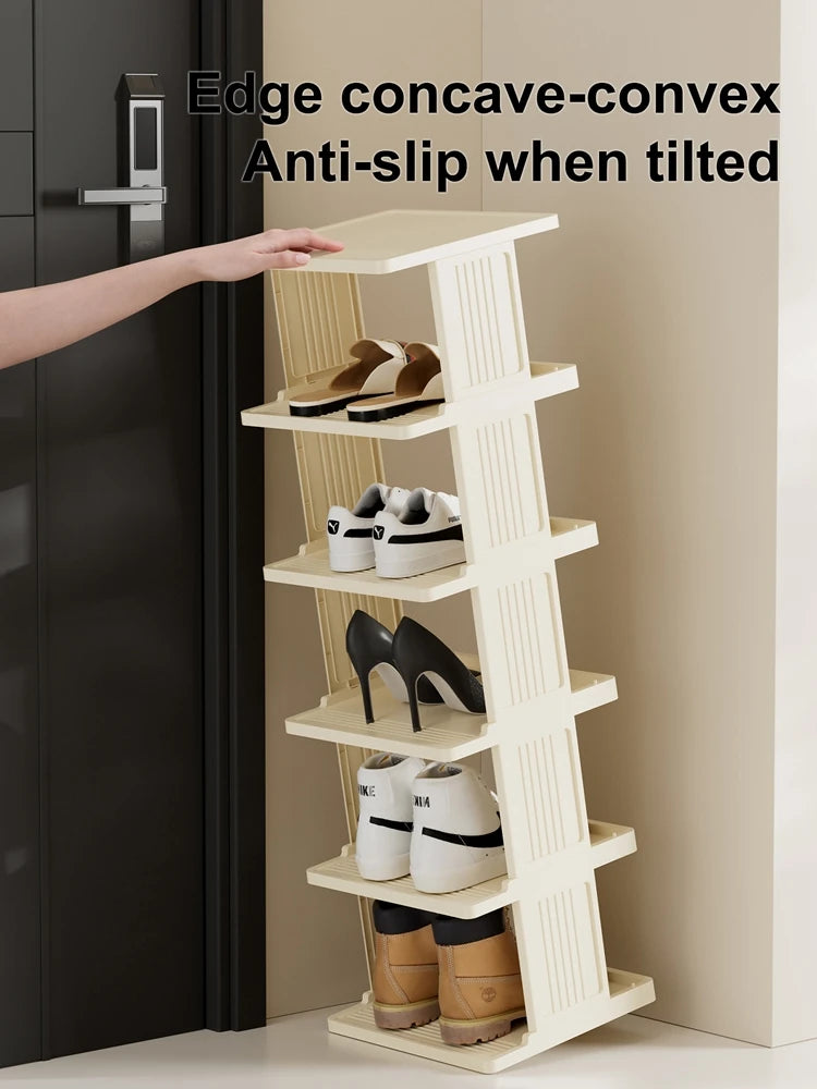 Vertical Shoe Rack: Stackable Shoe Rac, DIY Free-Standing Shoe Organizer, Small Shoe Shelf for Compact and Narrow Spaces, Plasti Oasis Select