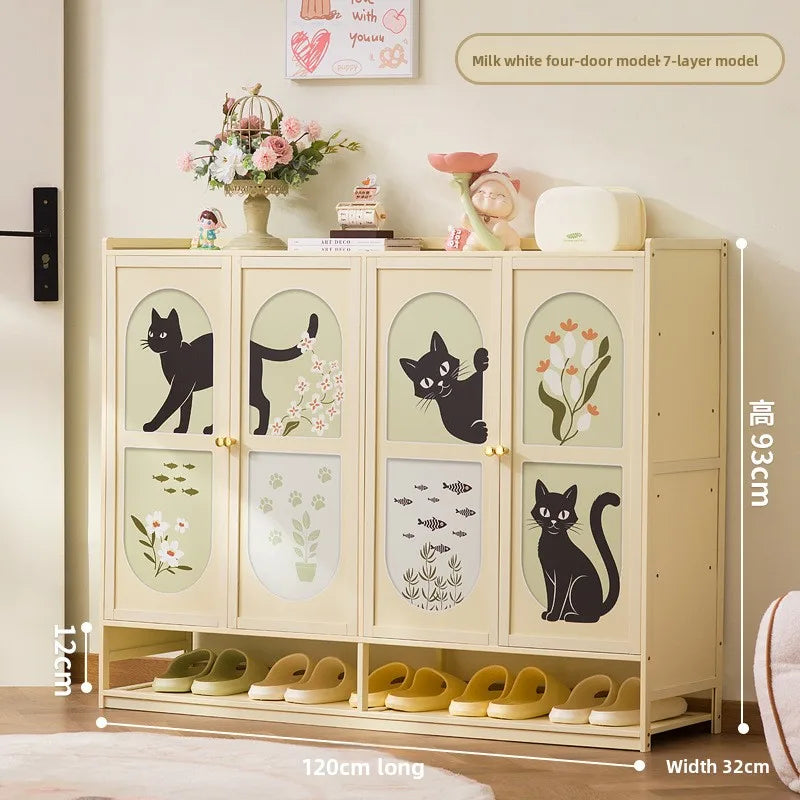 Cat shoe cabinet, multi-layer entry shoe rack at the door of the home, large capacity storage storage cabinet, small narrow Oasis Select Four doors 7